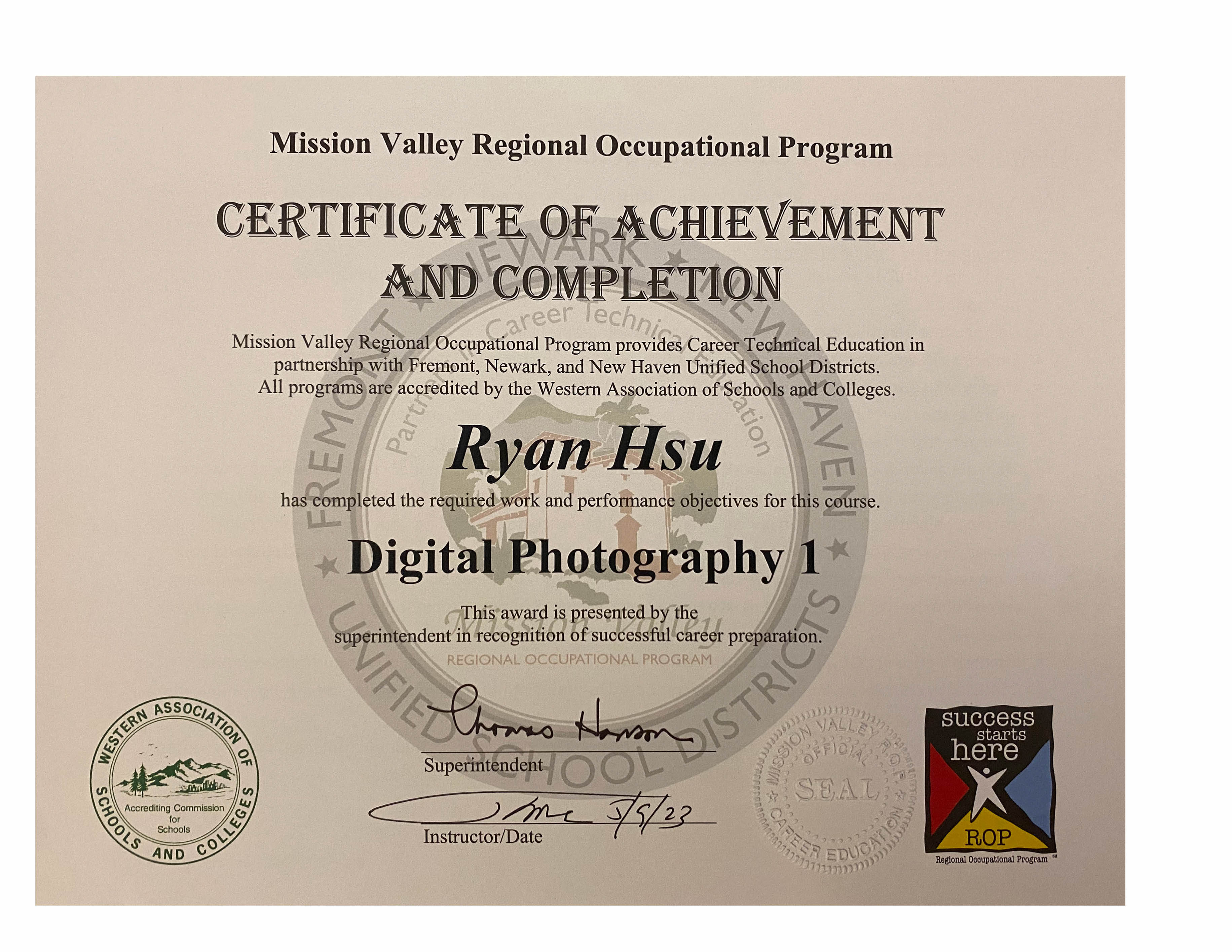 Hsu_rop achievemet certificate image